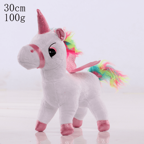 Peluche Licorne Arc-en-Ciel de 11,8 Pouces, Poupée en Peluche Douce avec Corne Brillante et Crinière Colorée