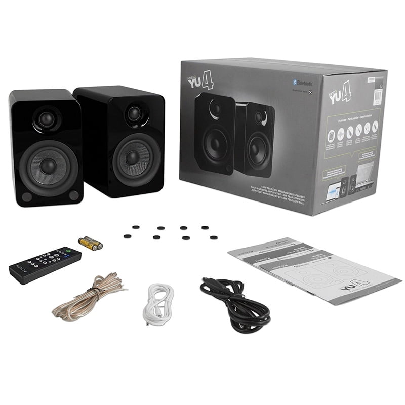 Kanto Living YU4 2-Way Powered Bookshelf Speakers (Pair, Obsidian)
