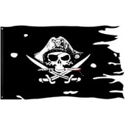 Dead Man's Chest Skull Bones Jolly Roger Flag 3X4.8Fts Crossbone Pirate Banner Creepy Ragged
