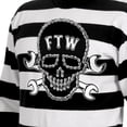 thumbnail image 2 of Hot Leathers GMS6005 Men's Black and White 'Chain Skull' Striped Long Sleeve Shirt Medium, 2 of 2