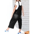 thumbnail image 3 of Babero holgado de mezclilla holgado para mujer, color negro desgastado, de la marca Overall Chouyatou, 3 of 5