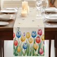 thumbnail image 3 of Table Runners 72 Inches Long Dress Scarves, Watercolor Tulips Farmhouse Kitchen Table Runner, Coffee Tablerunners, Spring Flowers Butterflies Leaves Beige 14x72 Inch, 3 of 9