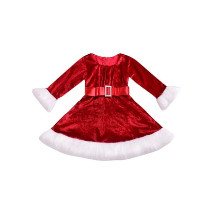 

Xingqing Baby Girls Christmas Red Long Sleeve Dresses Red 4-5 Years
