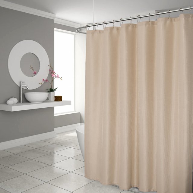homeroots Rideau de Douche Luxueux en Tissage Gaufré Beige 399723