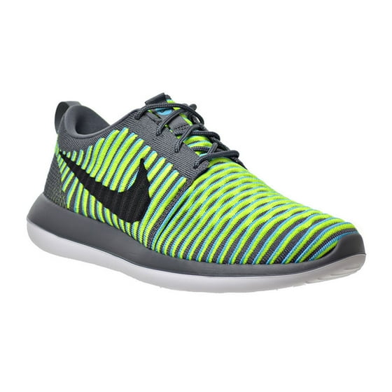 Nike Mens Nike Roshe Two Flyknit Dark Grey Black Gamma NIKE Roshe Two Flyknit Dark Grey Black Gamma Blue Volt Mens Running 844833 004