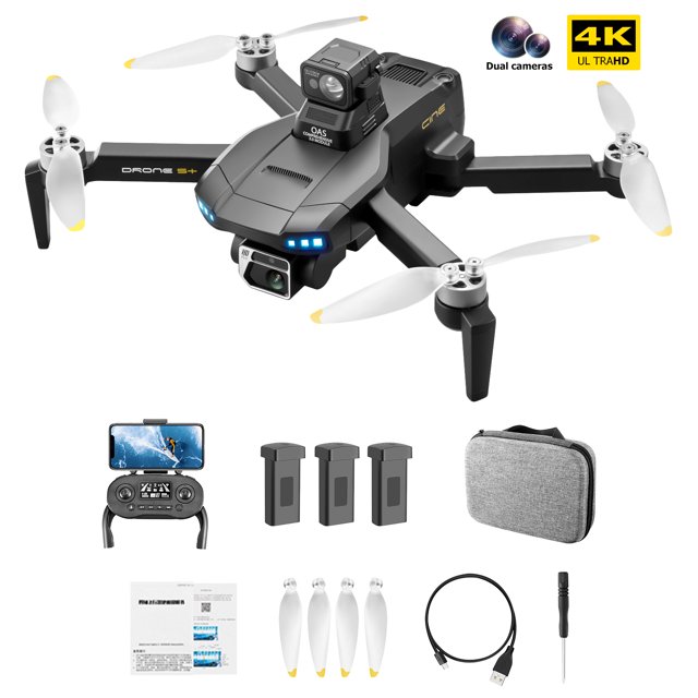GPS 4K EIS Cámara dual Plegable Evitación de obstáculos 4CH RC Quadcopter (3 baterías) Ehuebsd libre de BPA