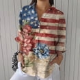 thumbnail image 1 of Chandails pour Femmes Seductiva Rabais de 50 % Liquidation Chandail Rétro pour Femmes Fête de l'Indépendance Drapeau Américain Imprimé Floral Chandail à Imprimé Artistique Chandail Décontracté à Col en V, 1 of 4