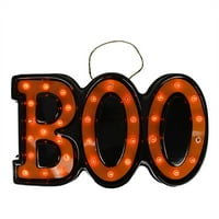 20 lighted black and orange boo hanging halloween decoration
