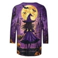 thumbnail image 4 of VKOYWKM Womens Halloween T Shirts 3/4 Sleeve Witch Graphic T Shirts Casual Round Neck Loose Fit Party Top Spooky Print Tees, 4 of 5
