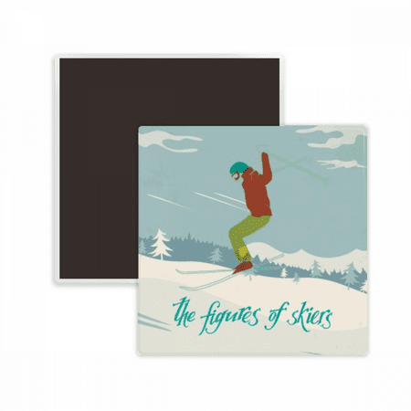 

Skiing Ski Board Winter Sport Illustration Square Ceracs Fridge Magnet Keepsake Memento