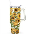 thumbnail image 2 of Sunflower Flowers 40 Oz Tumbler with Handle Lid and Straw, Stainless Steel Double Walled Vacuum Insulated Cup, Cute Anniversary Wedding Birthday Gifts Tumbler for Women Men Friends Outdoor Indoor, 2 of 7