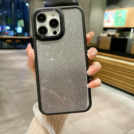 Feishell Glitter Case for iPhone 11 Pro Max, Gradient Sparkle-Shining Hybrid Rugged PC Acrylic + TPU Electroplated Lens Protection Non-Yellowing Slim Lightweight Cover for iPhone 11 Pro Max,Black