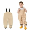 thumbnail image 4 of ZACPNCV Kids Waterproof Rain Pants with Suspenders Toddler Boys Girls Windbreaker Mud Pants Outerwear Bib Girls Bottoms Khaki 2-3 Years, 4 of 5
