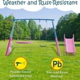 thumbnail image 6 of Swing Set for Kids Outdoor – Heavy-Duty Metal Swing Set with Slide, Backyard Playset Holds Up to 440lbs, for Ages 3-8,Pink,Blue, 6 of 12