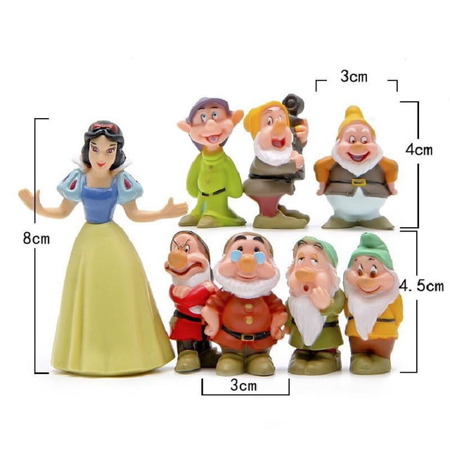 Disney-figuras de acción de Blancanieves y los siete enanitos, 8 piezas, muñecos de 8cm, juguetes de colección para niños, regalo de cumpleaños Gong Bohan LED