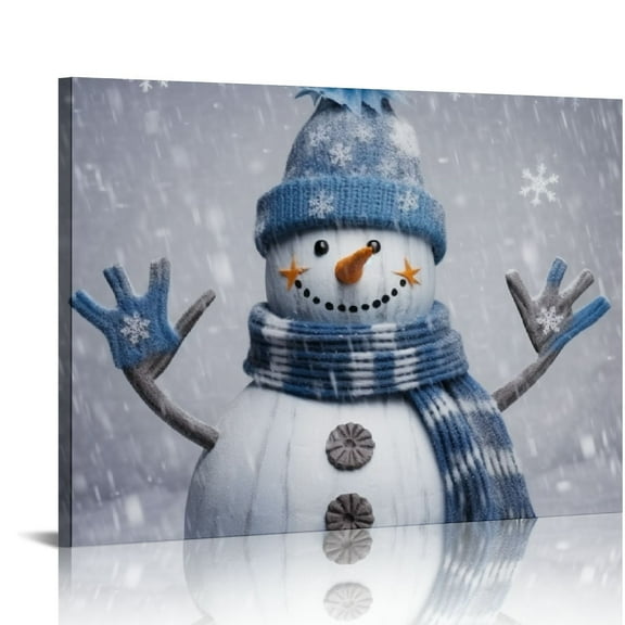 JEUXUS Christmas Snowman Canvas Wall Art Decor Poster Pictures Print Modern Home Prints With Framed