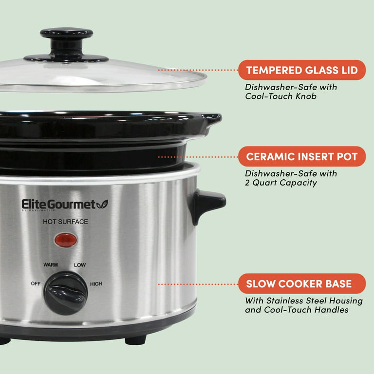 Elite Gourmet 1.5-Quart Stainless Steel Round Slow Cooker at