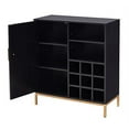 thumbnail image 3 of Kings Brand Furniture - Grant Buffet Bar Liquor Cabinet with Wine Rack Storage and Glass Holder, Black, 3 of 7