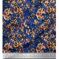thumbnail image 1 of Soimoi Blue Silk Fabric Leopard Animal Skin Printed Craft Fabric by the Yard 42 Inch Wide, 1 of 3