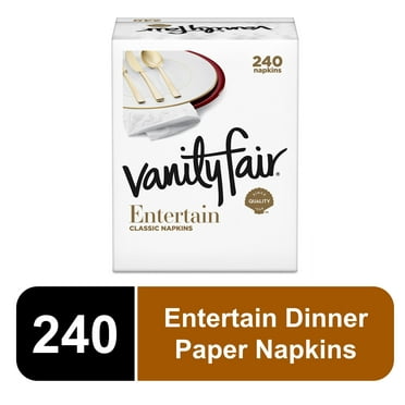 Vanity Fair Entertain Disposable Paper Napkins, White, 240 count