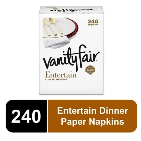 Vanity Fair Entertain Disposable Paper Napkins, White, 240 count