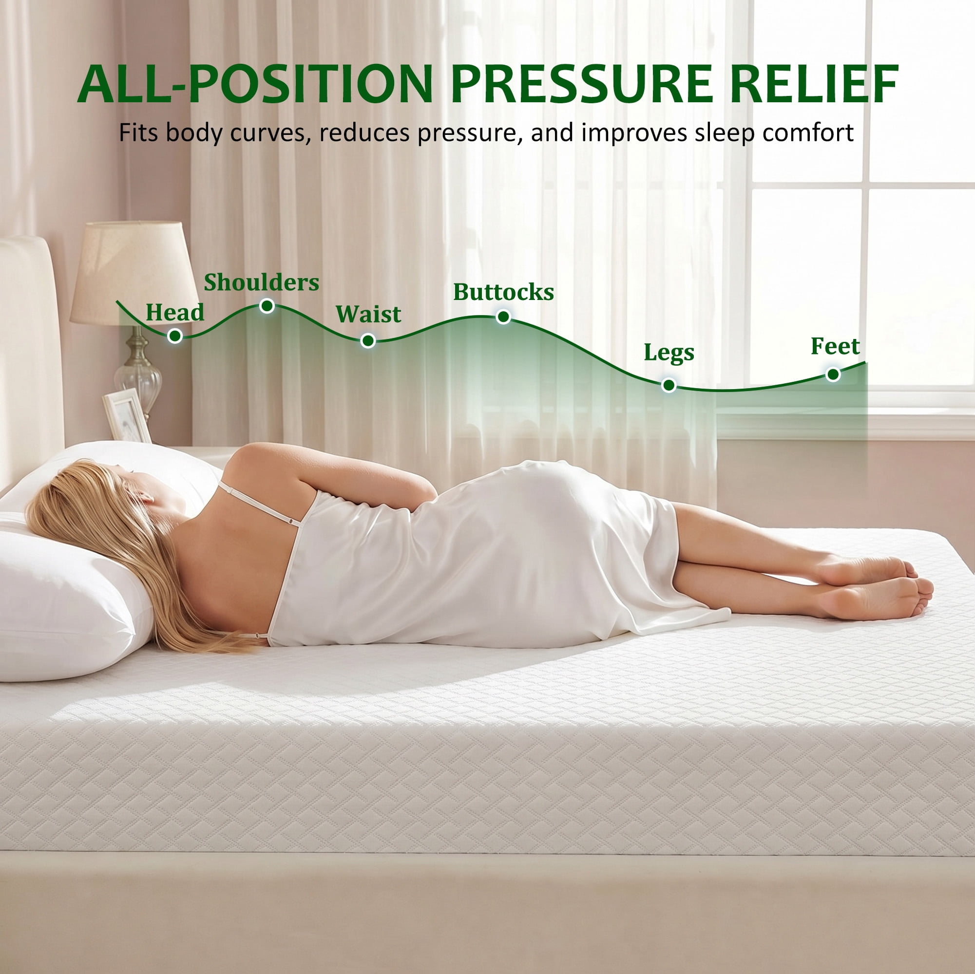 Full Mattress Bed in a Box, Memory Foam Mattress infused with Green Tea and Cooling Gel,8 inches