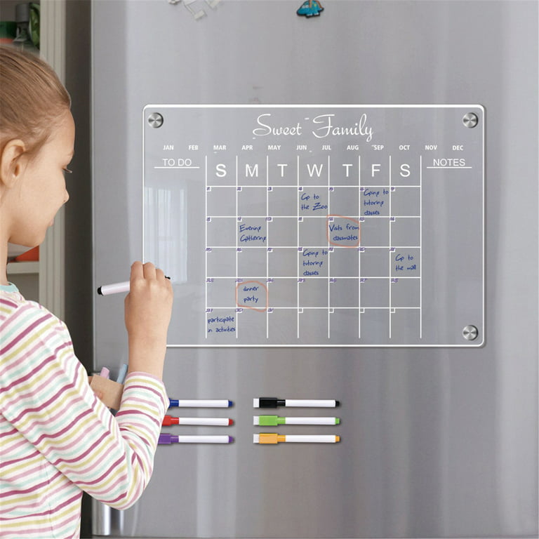  Acrylic Calendar Magnetics Board for Fridge Reusable