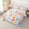 thumbnail image 3 of meiyoeat Spring Garden Flower Twin Quilt Set for Girls, Colorful Cartoon Floral Twin Coverlet Set, 2 Pieces, 3 of 7