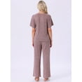 thumbnail image 5 of DARING DIVA Pajama Set Ribbed Knit Top Drawstring Pants 2 Pieces Outfit S Purple, 5 of 6
