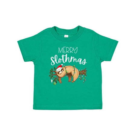 

Inktastic Merry Slothmas Cute Christmas Sloth in Hat with Lights Boys or Girls Baby T-Shirt