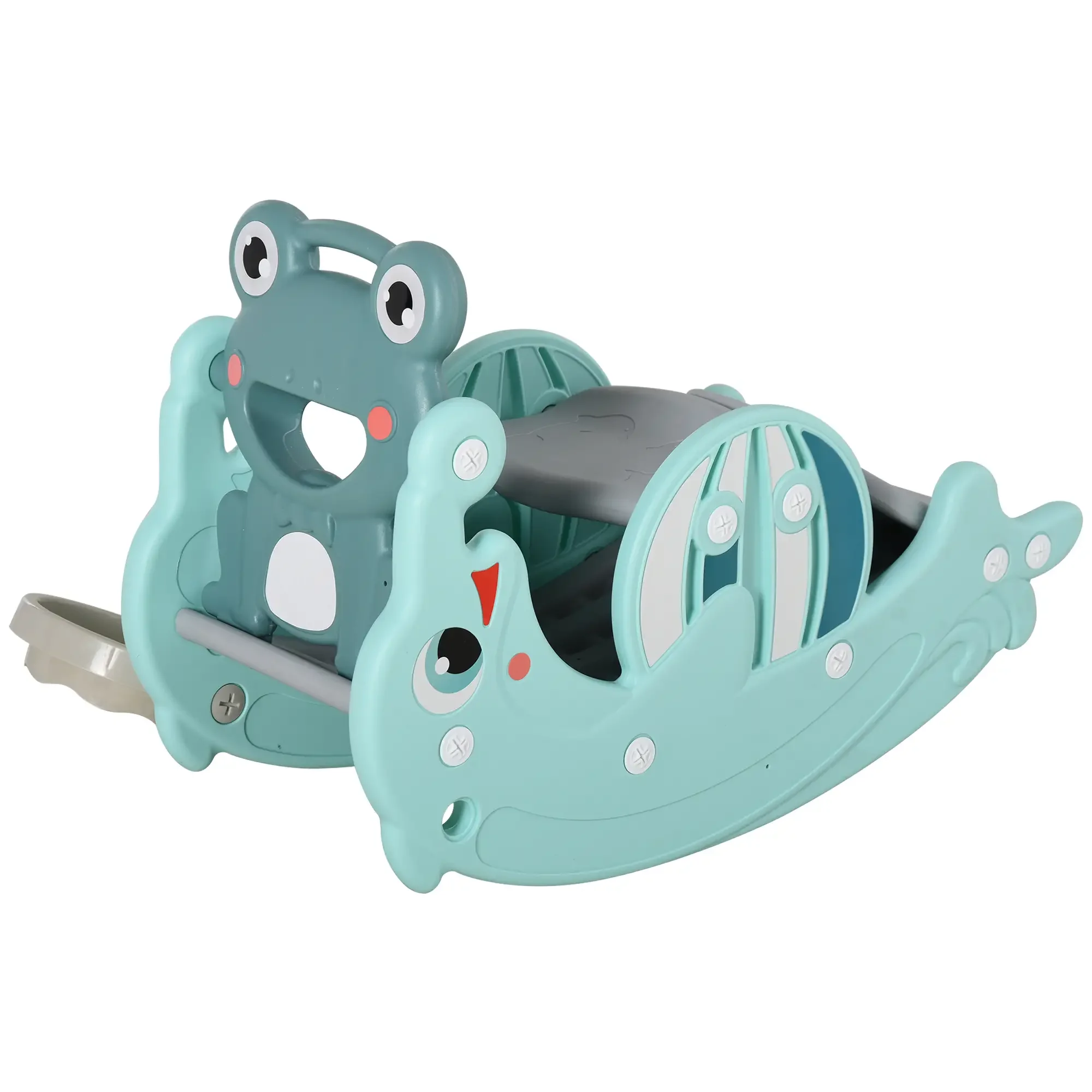 Kadyn Toddler Slide Kids Slide, 3-in-1 Kids Portable Slide Rocking Horse Toy with Basketball Hoop for Age 1.5-3 Boys and Girls, Mint Green