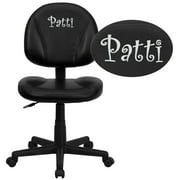 Flash Furniture Personalized Mid-Back Black LeatherSoft Swivel Ergonomic Task Office Chair with Back Depth Adjustment