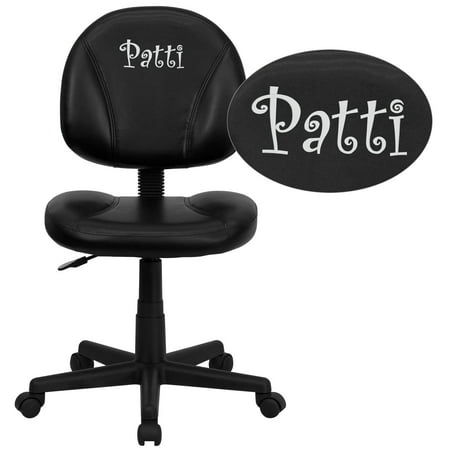 Flash Furniture Personalized Mid-Back Black LeatherSoft Swivel Ergonomic Task Office Chair with Back Depth Adjustment