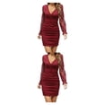 thumbnail image 3 of Jumpingount Vestido de manga larga de encaje Sexy para mujer de primavera, vestido de fiesta para niñas, estilo informal de poliéster con cuello Vino rojo L 2Conjunto, 3 of 6