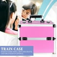 thumbnail image 3 of Ver Beauty Makeup Organizer, Cosmetic Travel Kit, Makeup Artist Supplies, 2 Sliding Trays, Lockable Storage Box, Makeup Train Case, Aluminium Case, Lightweight Makeup Vanity (Pink Stripes), 3 of 7