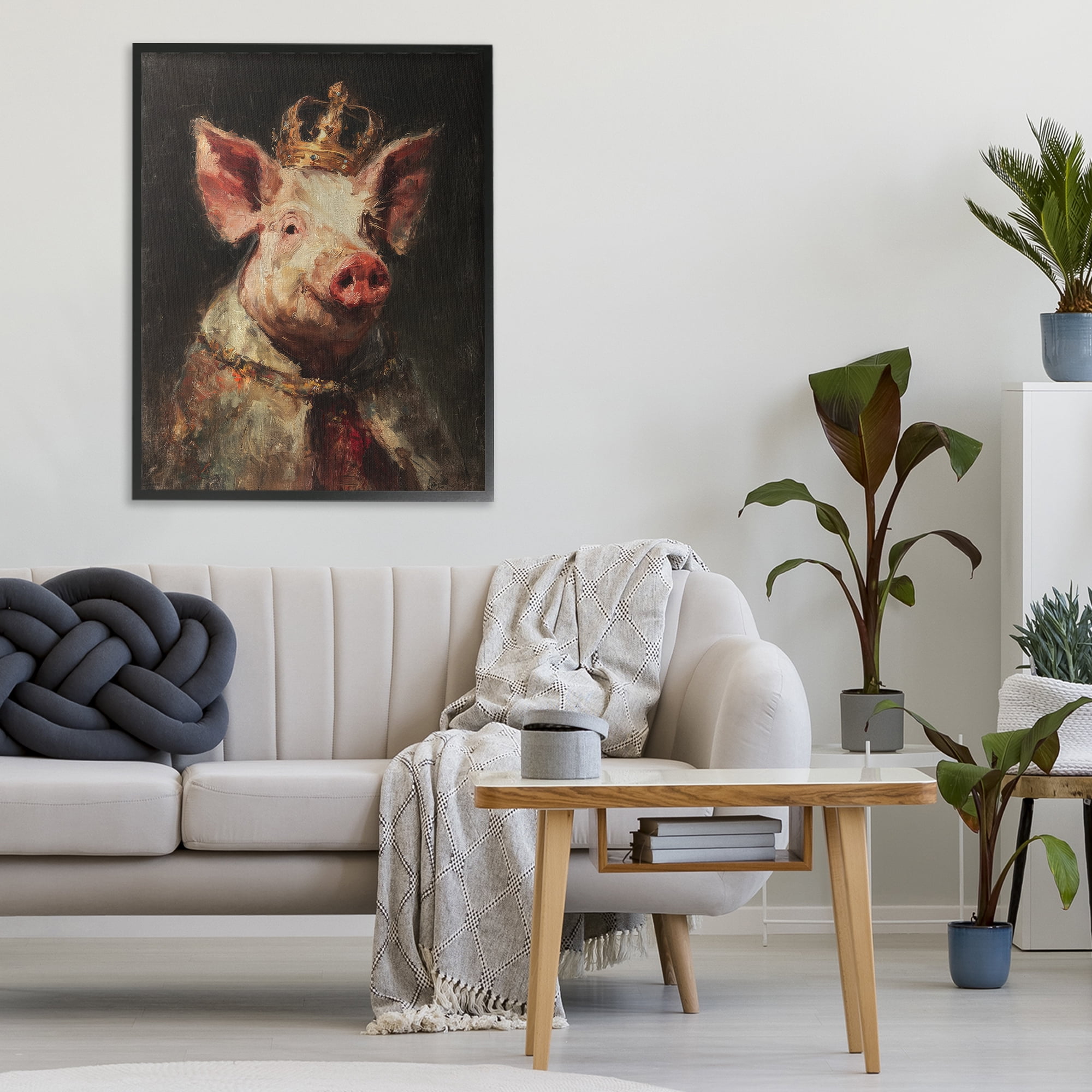 Stupell Industries Royal Swine Portrait Black Framed Giclee Art, design by Svetlana Aleynikova