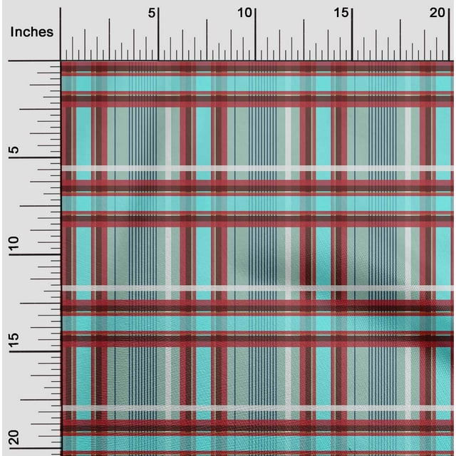 oneOone Tissu Georgette Viscose Motif à Carreaux Madras Largeur 42 Pouces