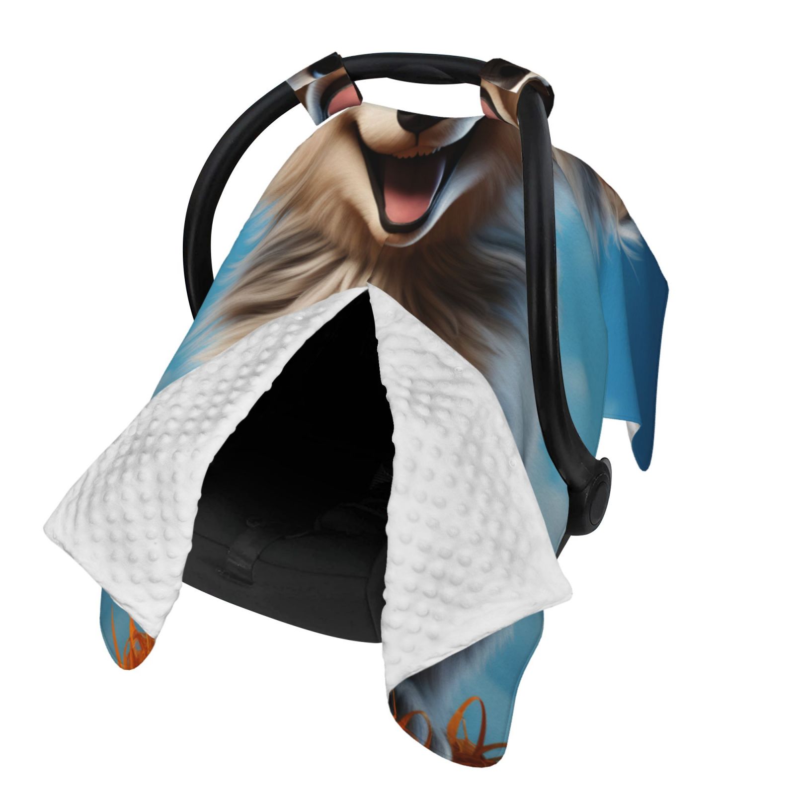 Naloa Blue Sky Cute Wolf Baby Car Seat Cover, Breathable Baby Carrier Cover, Multiuse Baby Carrier Cover & Nursing Breastfeeding Cover