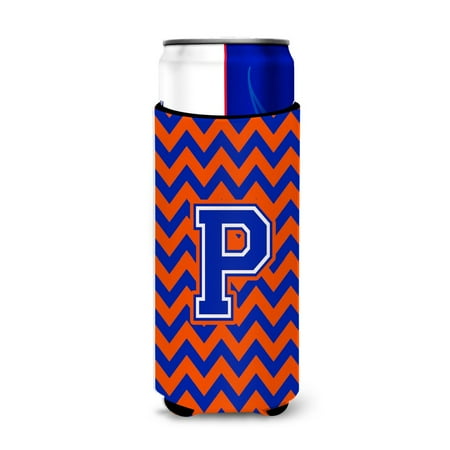 

Carolines Treasures CJ1044-PMUK Letter P Chevron Orange and Blue Ultra Beverage Insulators for slim cans Slim Can