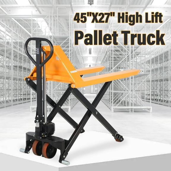 APOLLOLIFT 2200lbs Manual Scissor High Lift Jack 45"X27" Hand Pallet Truck 31.5" Raising