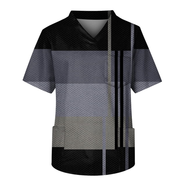 Men's Short Sleeve V Neck Small Animals Print Chest Pocket Carer Top S