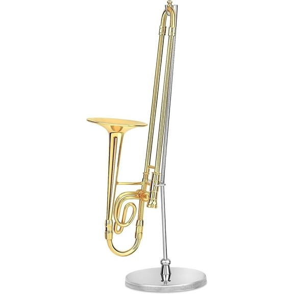 Realistic 5.5" GOLD TROMBONE Miniature Musical Instrument Figurine, by Broadway