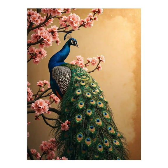 Diamond Art Kits for Adults, Peacock Blossoms Elegant Display 5D Diamond Painting Kits for Adults Beginners, DIY Full Drill Diamond Painting, Gem Art and Crafts 12x16