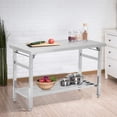 thumbnail image 1 of Kojooin Table Pliante en Acier Inoxydable 48 x 24 Po, Poste de Travail Robuste avec Tablette Inférieure Ajustable pour Cuisine Ou Garage, 1 of 8