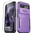 thumbnail image 1 of KOMI for Google Pixel 8a Case with 1 Screen Protector, Built-in Slide Camera Cover, Military Grade Drop Protection, Heavy Duty Rugged Shockproof Protective Phone Cover, Purple, 1 of 1