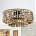 thumbnail image 3 of Parrot Uncle 16 inch Bohemia Flush Mount Ceiling Lights Wood Beaded Chandelier Ceiling Light Fixtures for Bedroom with 3 Lights, bulbs and switch not included, 3 of 10
