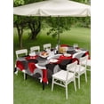 thumbnail image 4 of Outdoor Tablecloth with Umbrella Hole for Patio/Picnic/Party/Camping, Red Grey Abstract Waterproof Table Cloth Rectangle Table Cover Washable, Modern Geometric Ombre Artwork (54"x 80"), 4 of 8