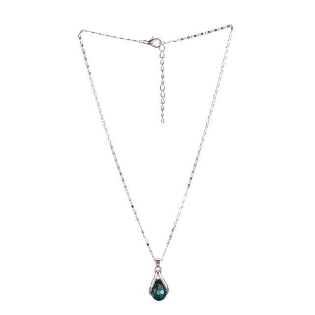 SIfdSeng Ensemble de Boucles d'Oreilles Collier en Forme de Goutte Incrusté de Vert pour Femmes