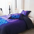 thumbnail image 6 of Koniroom 3 Pieces Neon Gamer Comforter Set King Size for Boys, Kids Bedroom Decor Soft Reversible Gaming Bedding, All Season Bed Set, Black Purple, 6 of 8