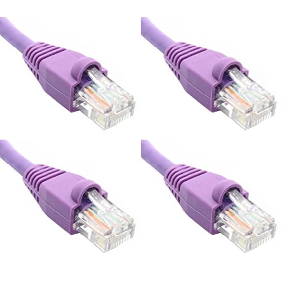 Ultra Spec Cables Pack of 4 - Purple 2FT Cat6 Ethernet Network Cable LAN Internet Patch Cord RJ45 Gigabit